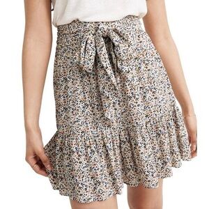 Madewell Floral A-Line Skirt in Cream and Black